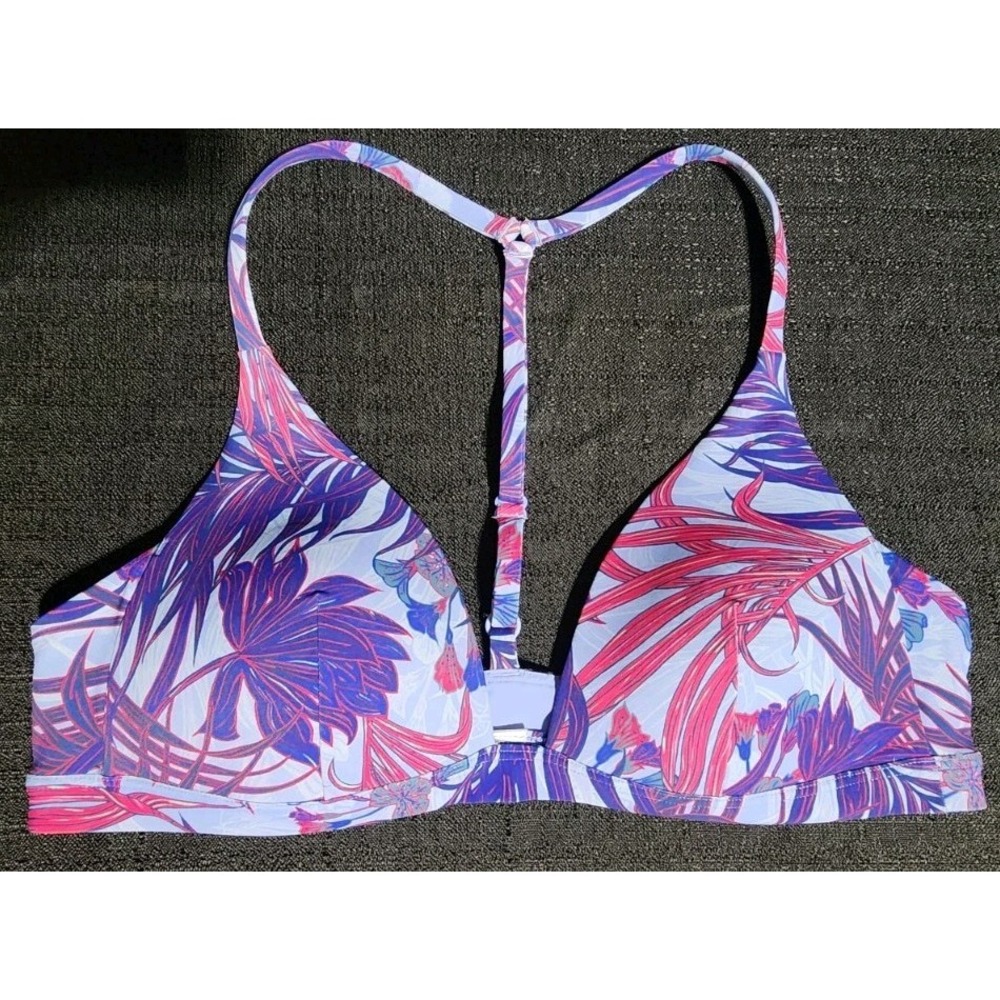 Lululemon Bikini Swimsuit Top Purple Floral Deep Sea Sz S/4‎ Triangle Beach Pool